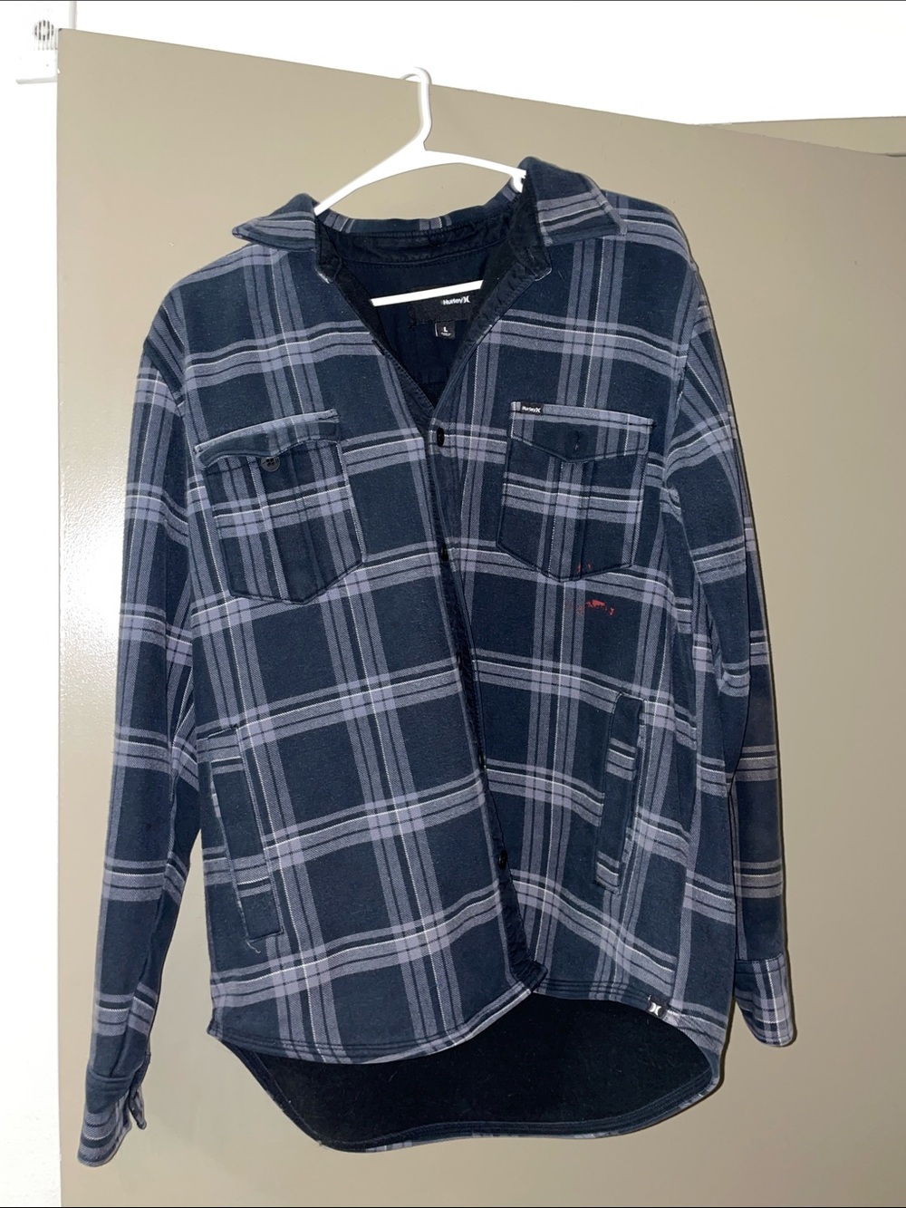 Hurley Black and Gray Plaid Button-Up Jacket